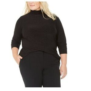 Bar III Trendy Plus Size Space-Dye Turtleneck Top